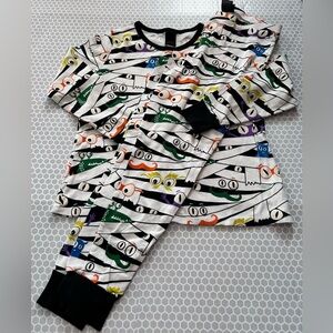 Hyde and EEK Halloween Mummy Print Pajama Set - Black & Multi. Size L